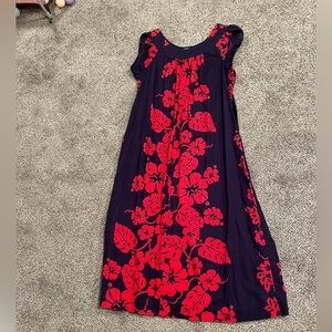 Hukilau Fashions Made In USA Red and Blue Dress Hawaiian Women’s Size 2XL